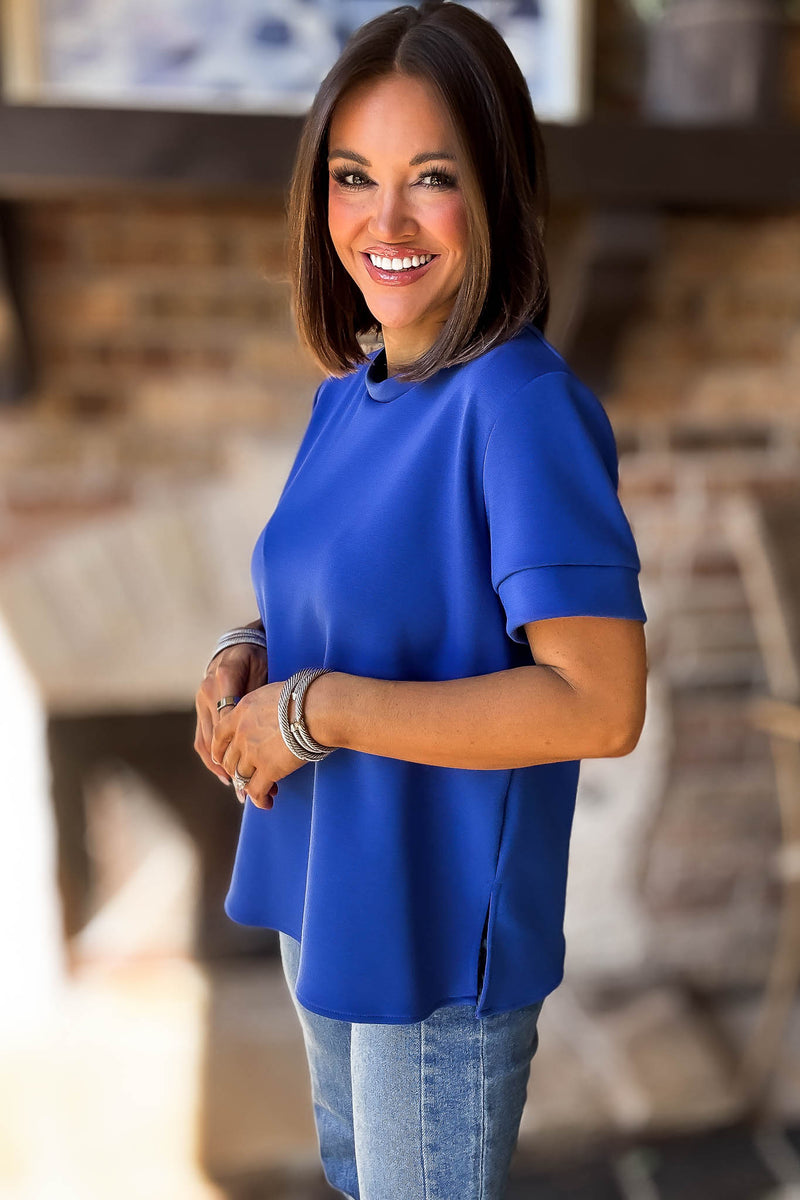 2 Hearts Blue Luxe Modal Top