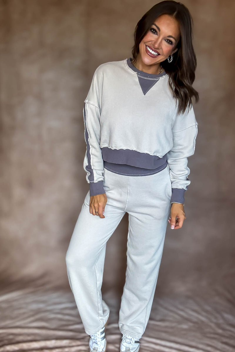 Washed Color Block Pants