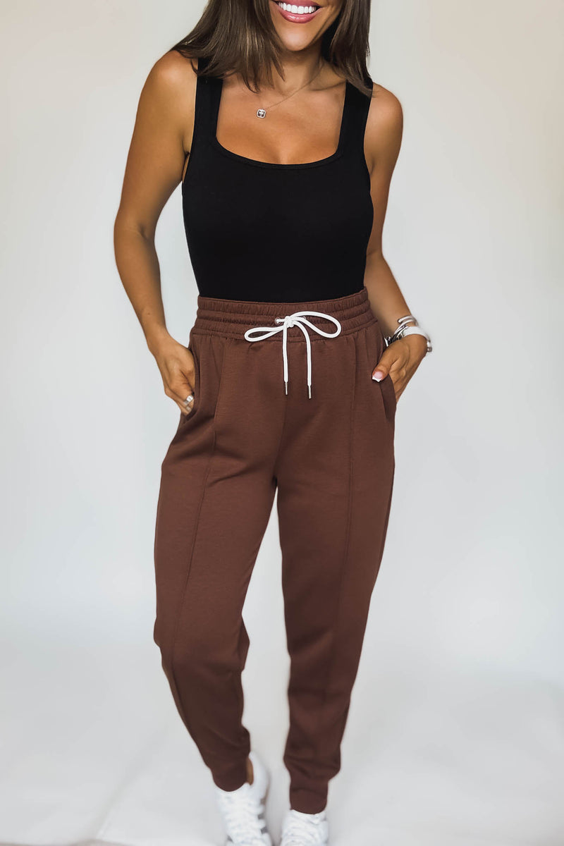 Super Soft Scuba Brown Sweatpants With Pockets