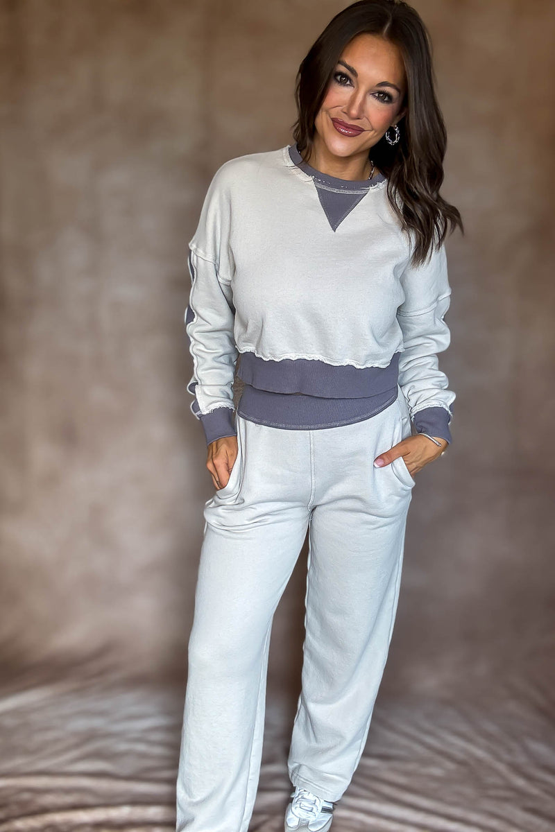 Washed Color Block Pants