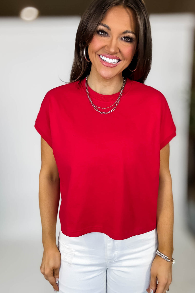 Premium Cotton Ruby Relaxed Crop Tee