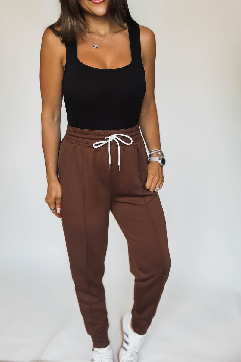 Super Soft Scuba Brown Sweatpants With Pockets
