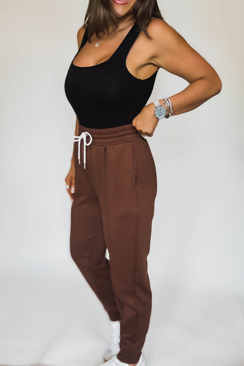 Super Soft Scuba Brown Sweatpants With Pockets