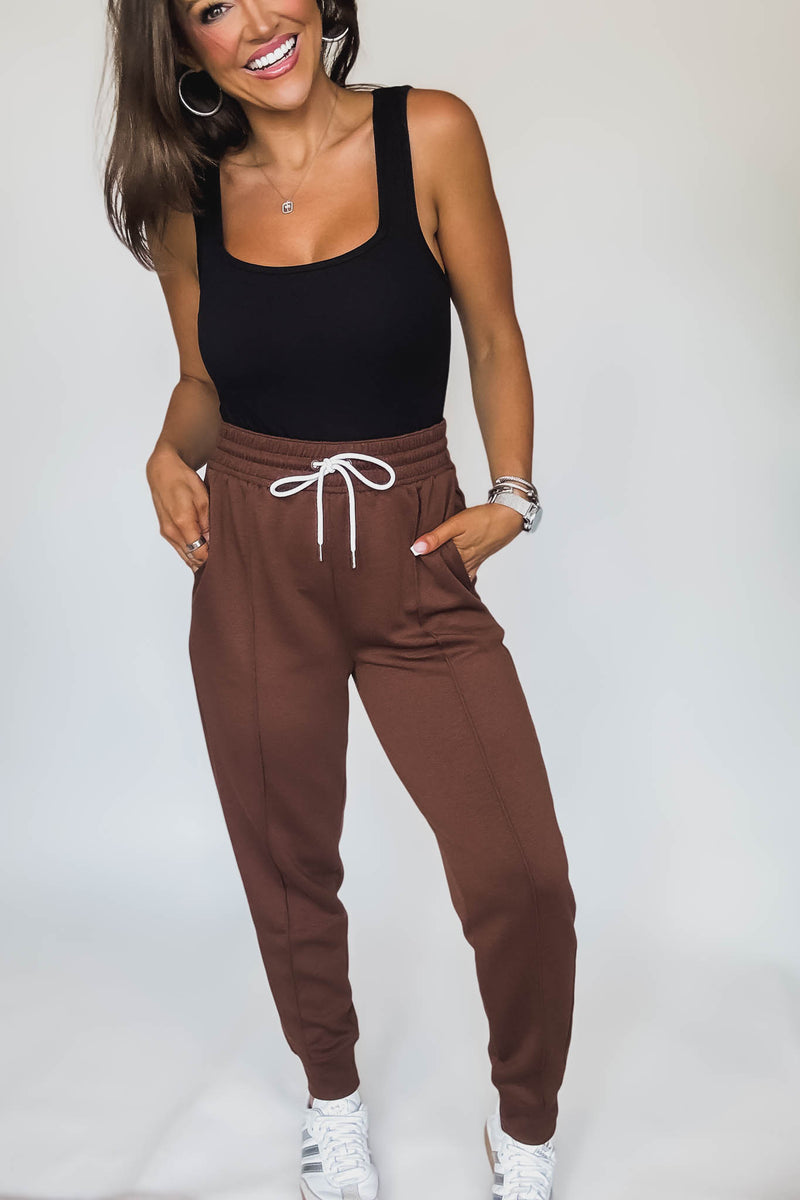 Super Soft Scuba Brown Sweatpants With Pockets