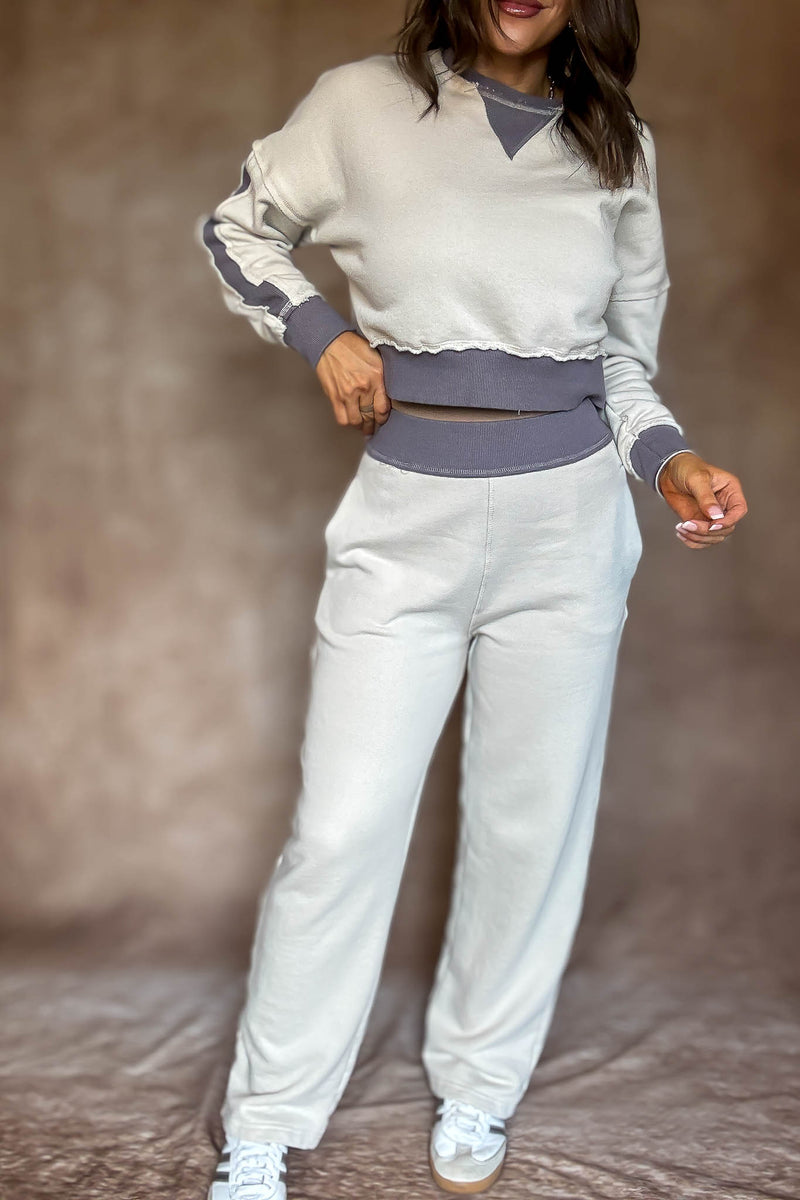 Washed Color Block Pants