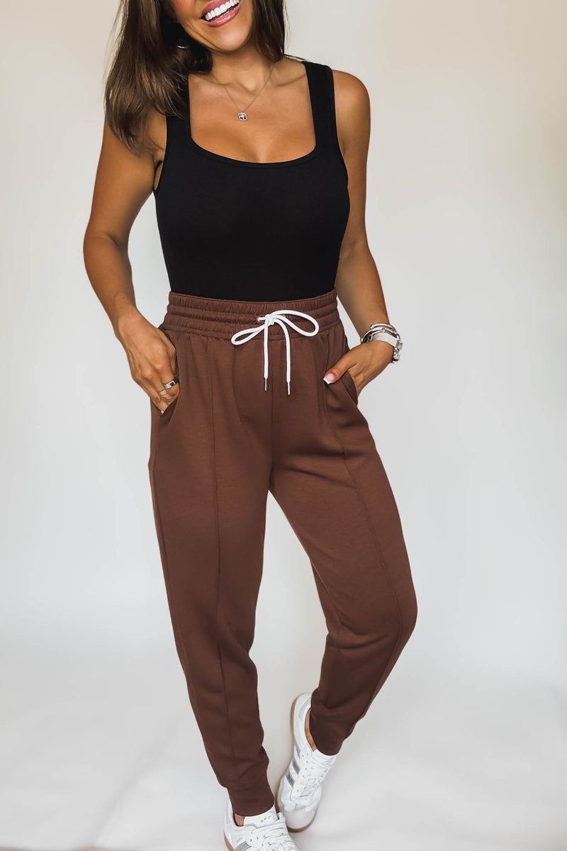 Super Soft Scuba Brown Sweatpants With Pockets