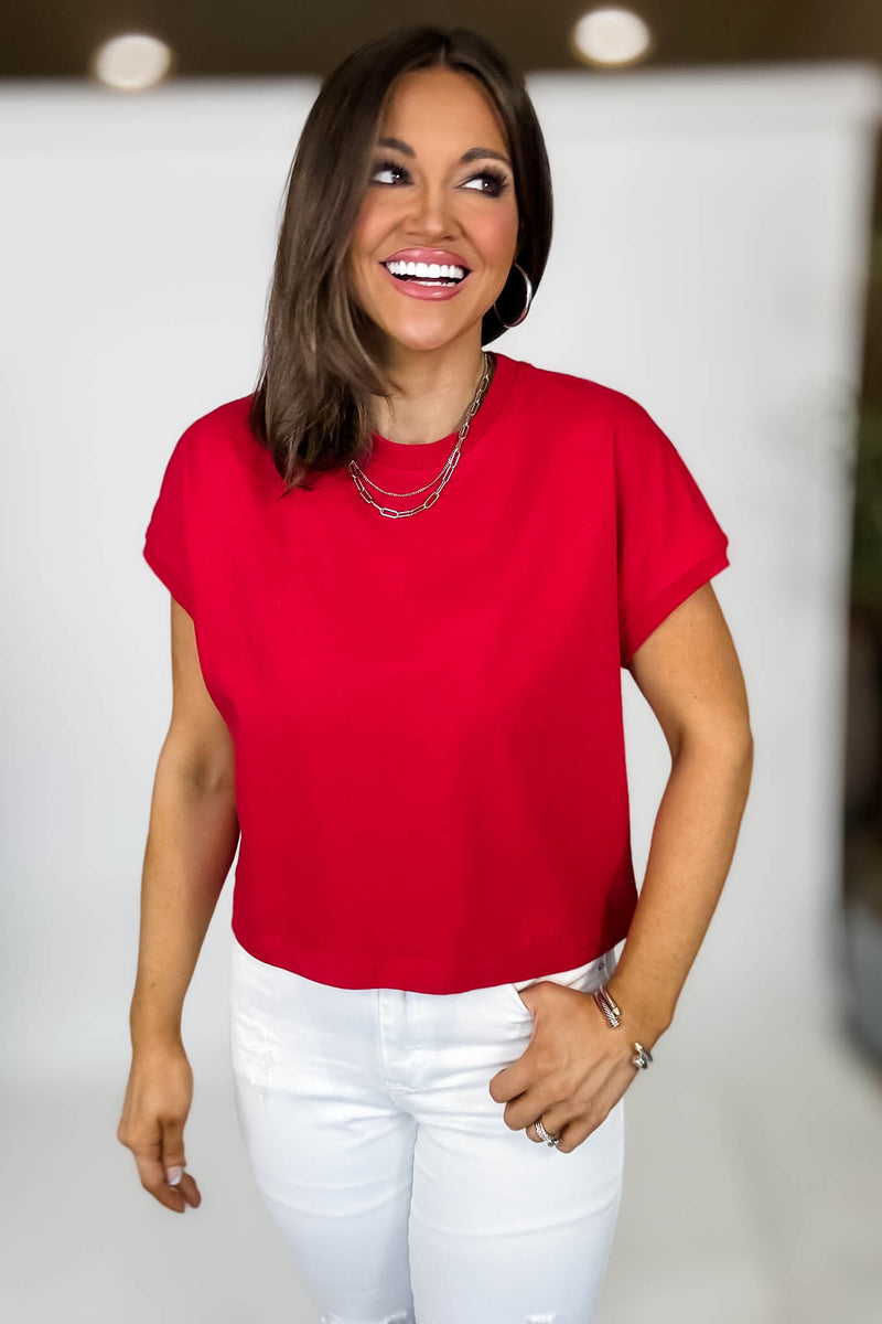 Premium Cotton Ruby Relaxed Crop Tee
