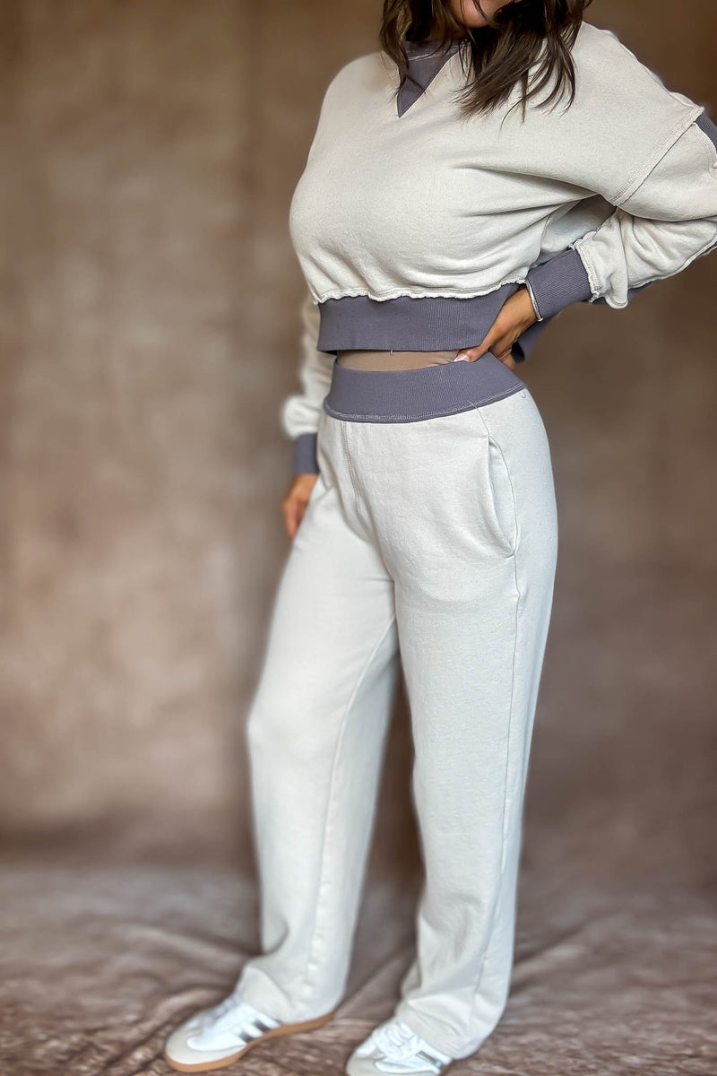 Washed Color Block Pants