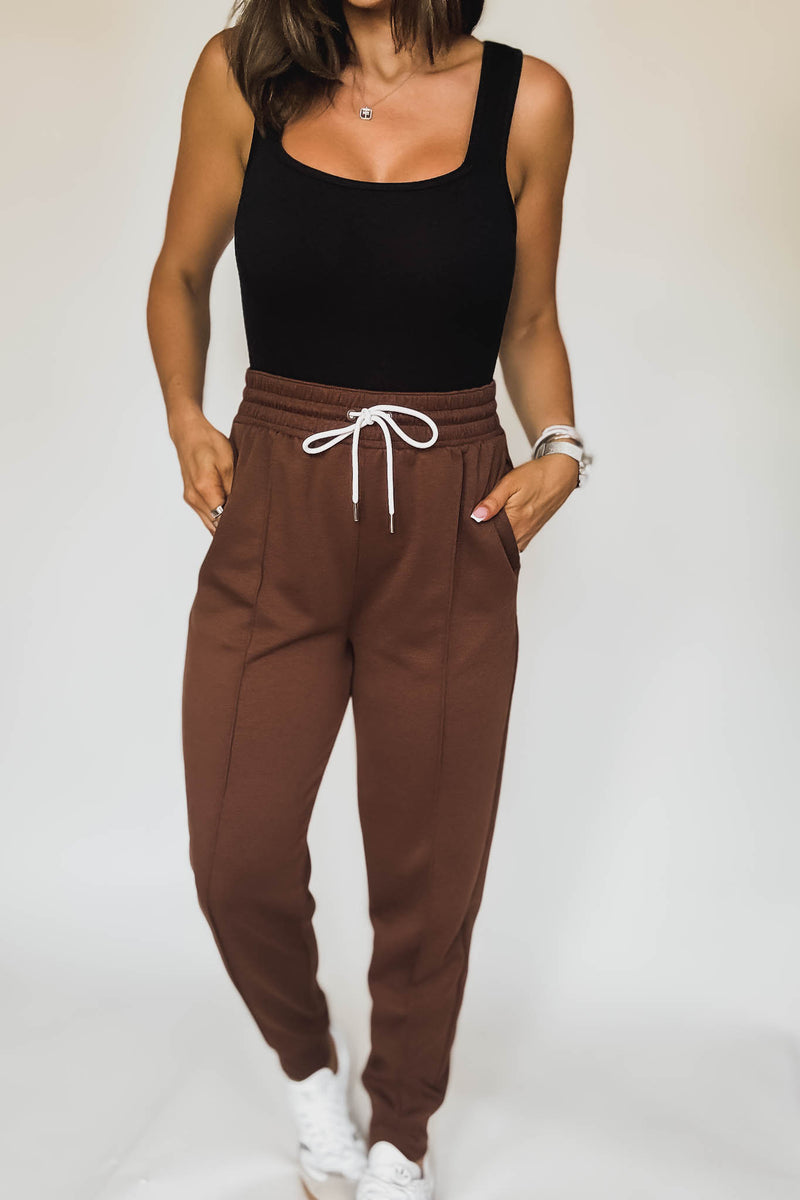 Super Soft Scuba Brown Sweatpants With Pockets