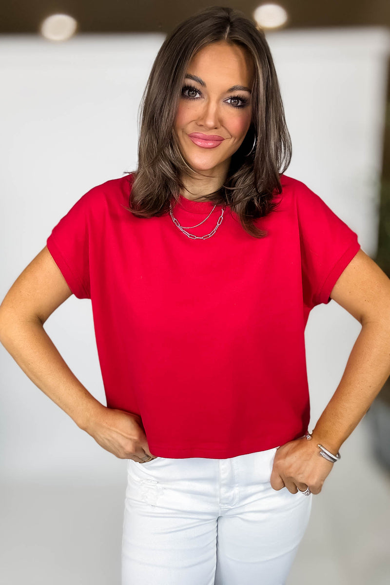 Premium Cotton Ruby Relaxed Crop Tee