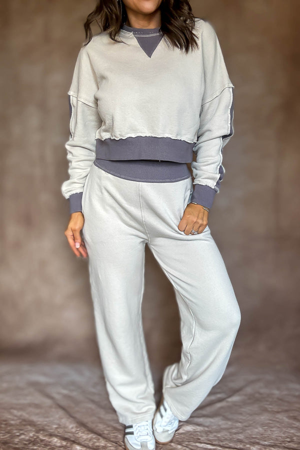 Washed Color Block Pants