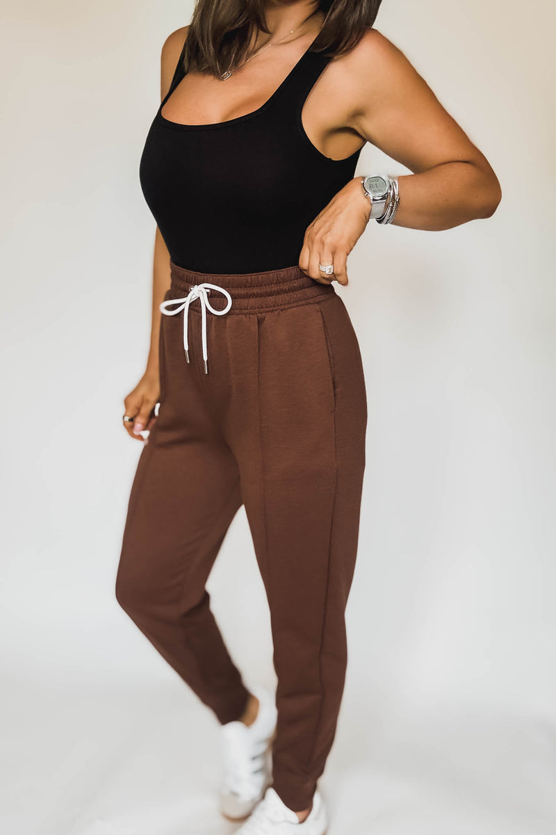 Super Soft Scuba Brown Sweatpants With Pockets