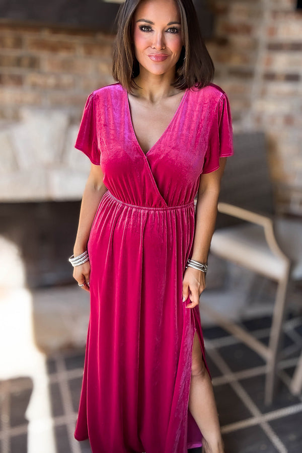 Eesome Velvet Surplice Maxi Dress