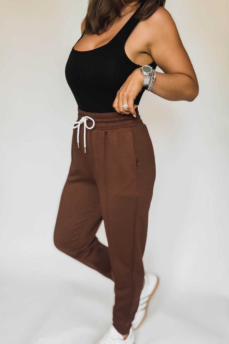 Super Soft Scuba Brown Sweatpants With Pockets