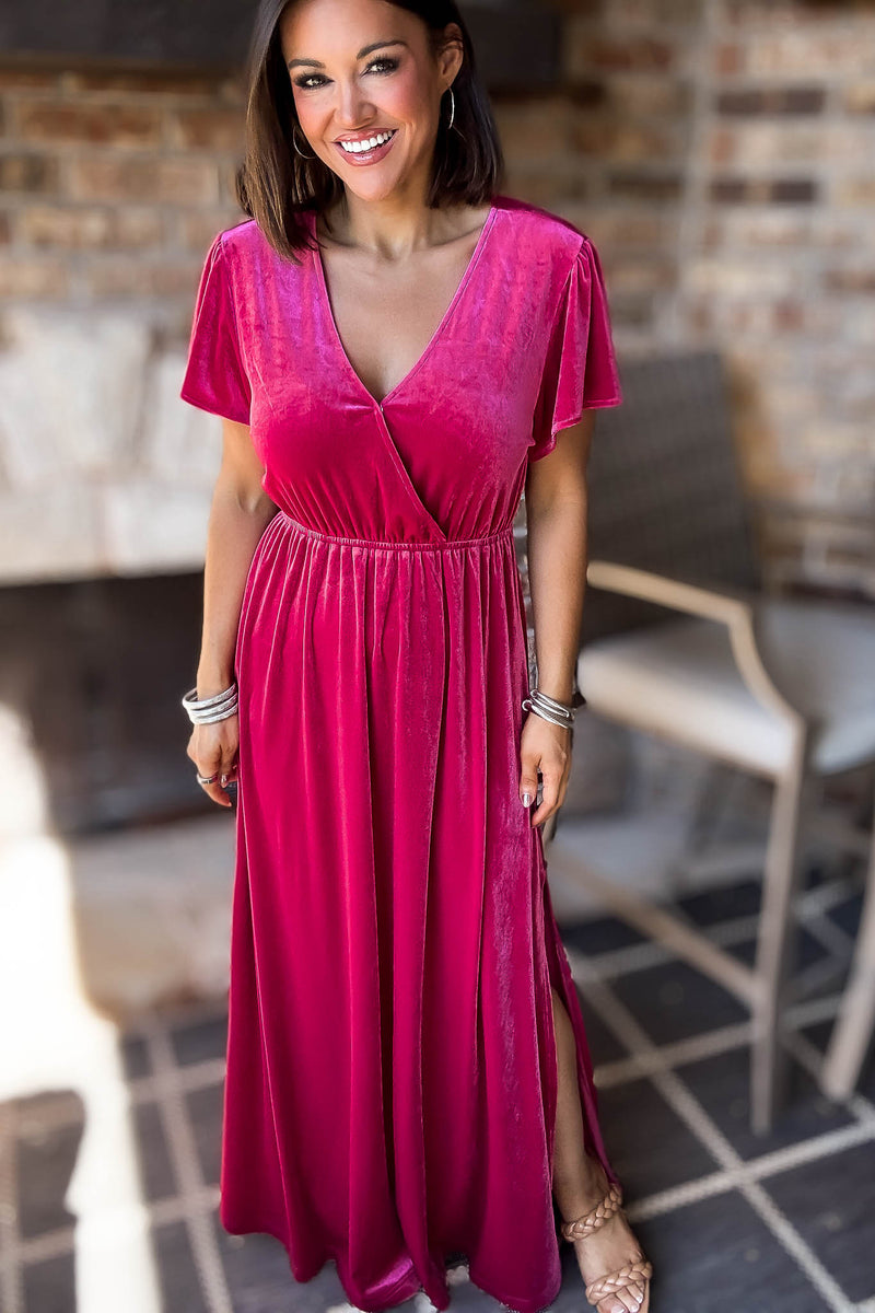 Eesome Velvet Surplice Maxi Dress