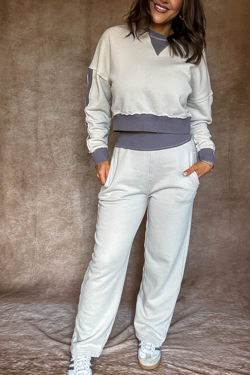 Washed Color Block Pants