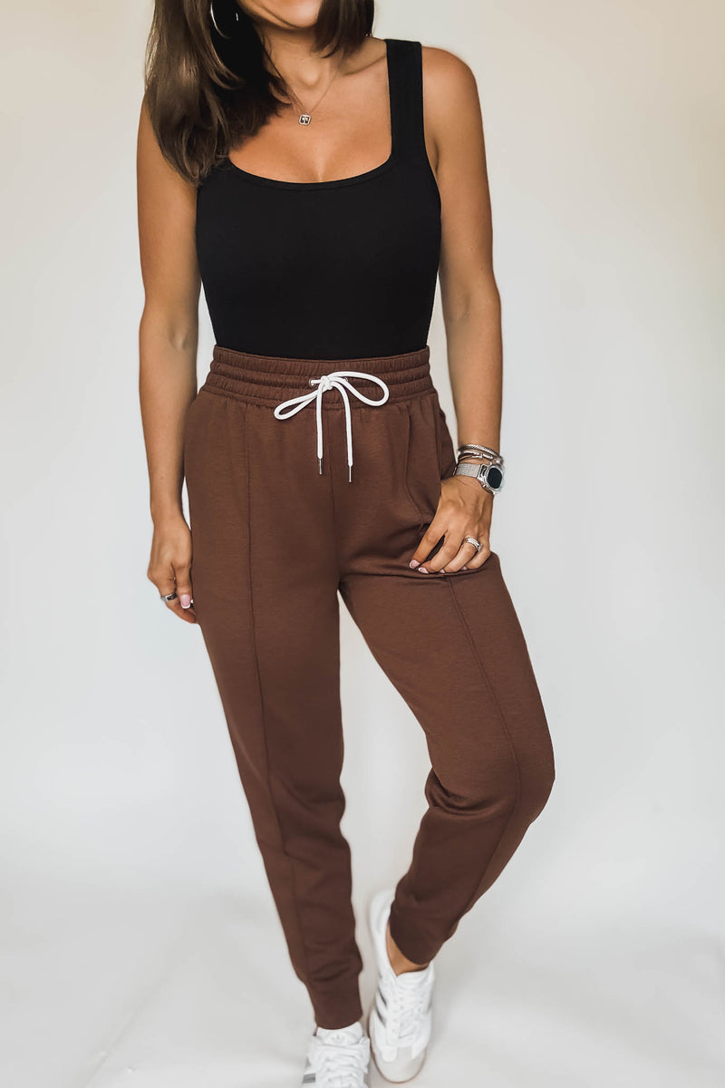 Super Soft Scuba Brown Sweatpants With Pockets