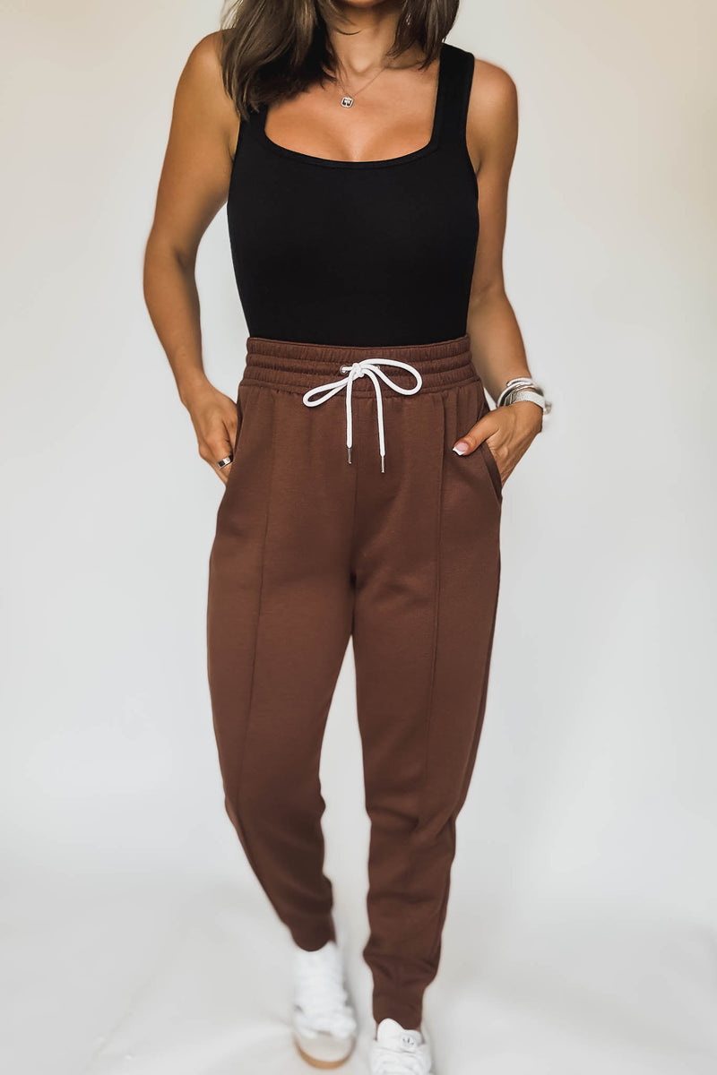 Super Soft Scuba Brown Sweatpants With Pockets