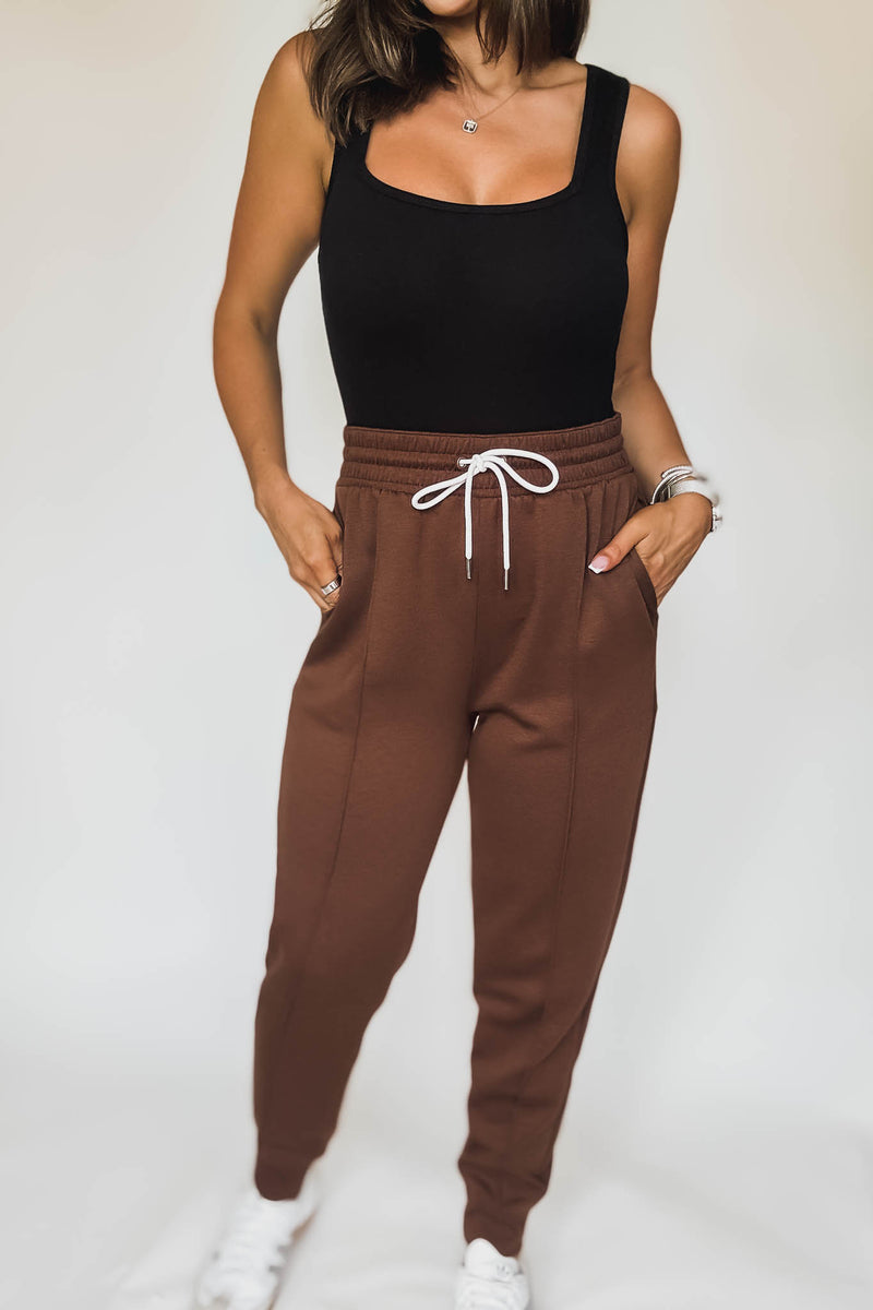 Super Soft Scuba Brown Sweatpants With Pockets