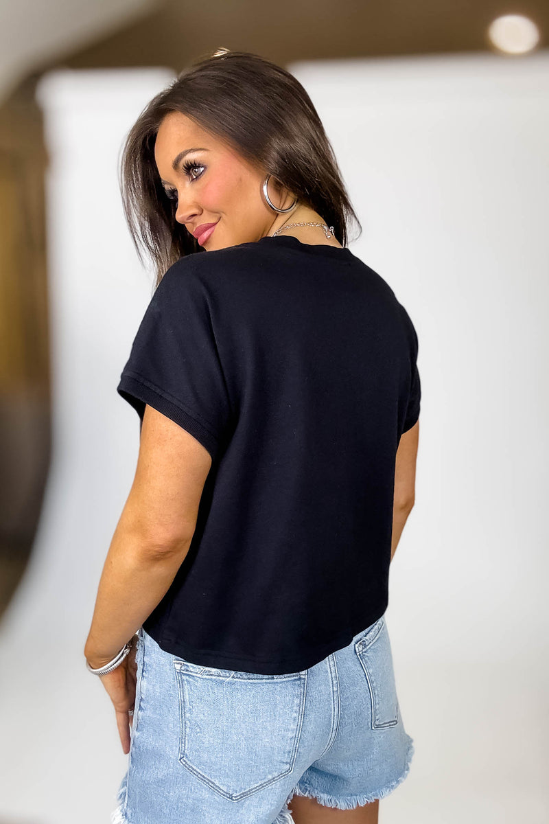 Premium Cotton Black Relaxed Crop Tee