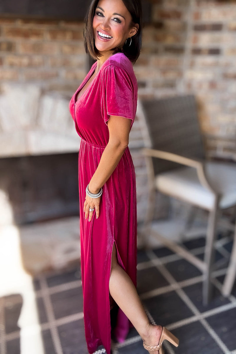 Eesome Velvet Surplice Maxi Dress