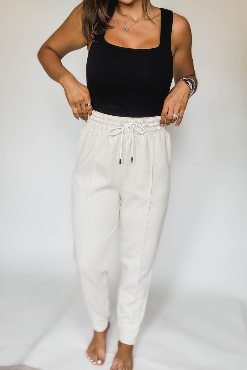 Super Soft Scuba Heather Beige Sweatpants With Pockets