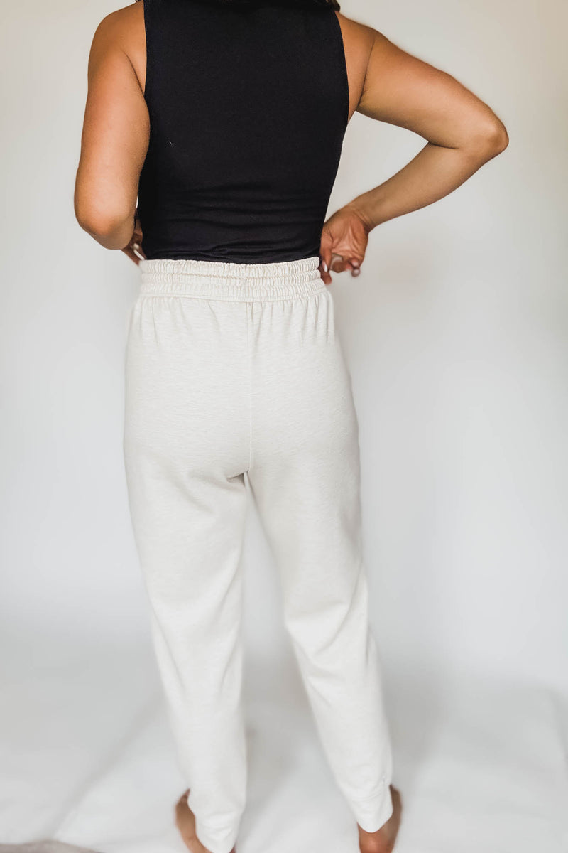Super Soft Scuba Heather Beige Sweatpants With Pockets