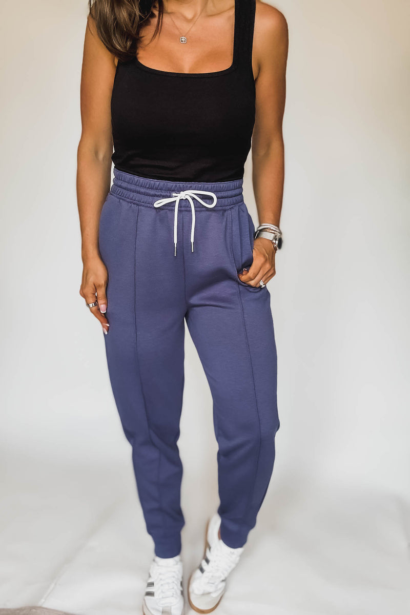 Super Soft Scuba Blue Indigo Sweatpants With Pockets