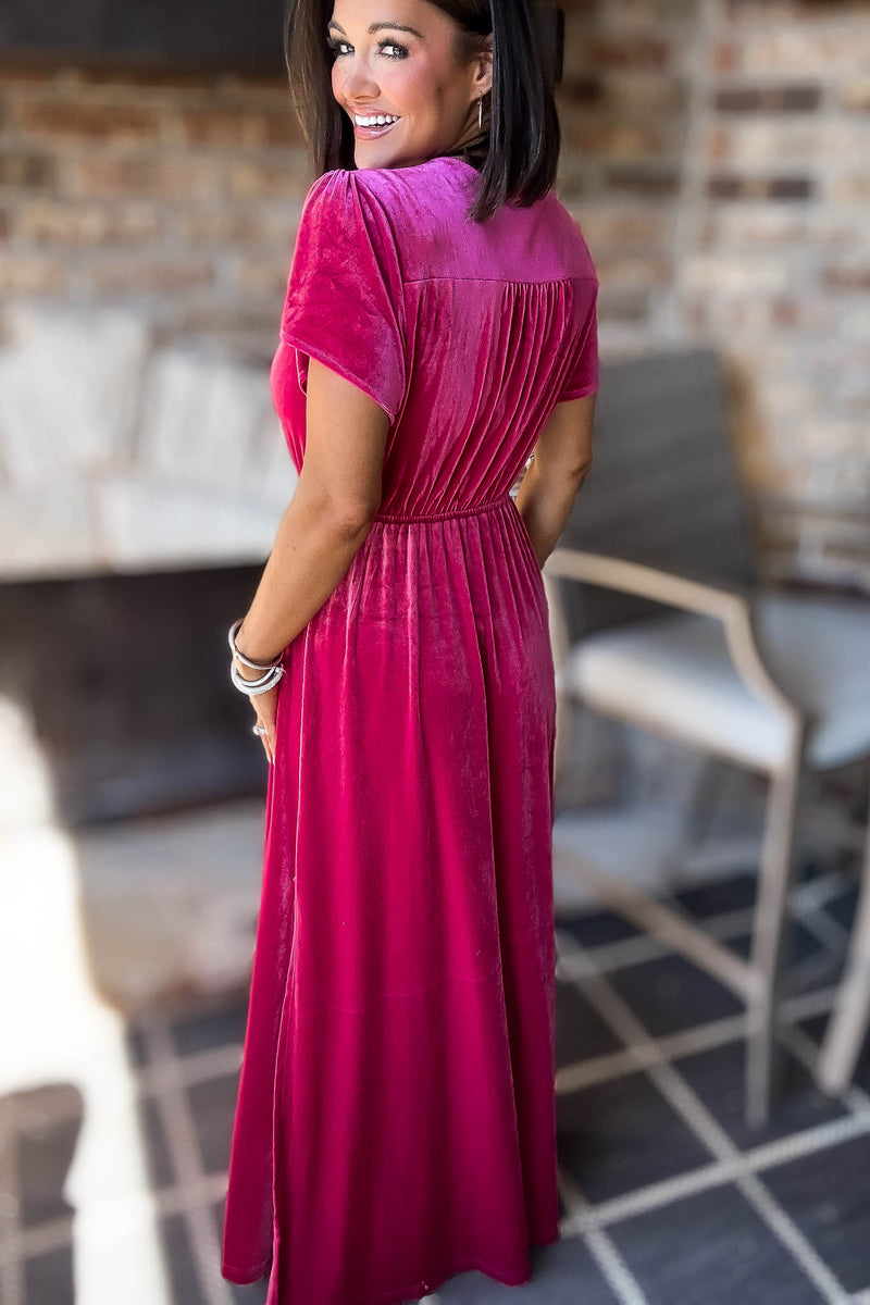 Eesome Velvet Surplice Maxi Dress