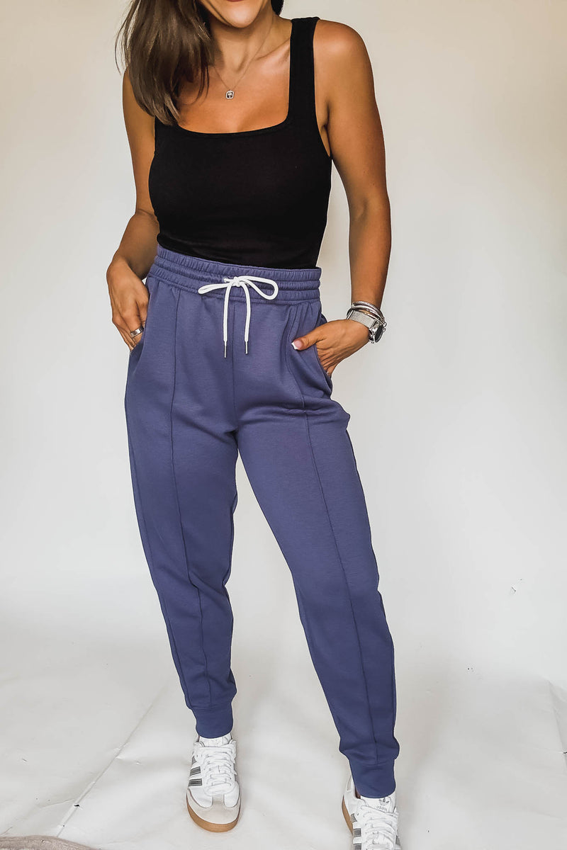 Super Soft Scuba Blue Indigo Sweatpants With Pockets