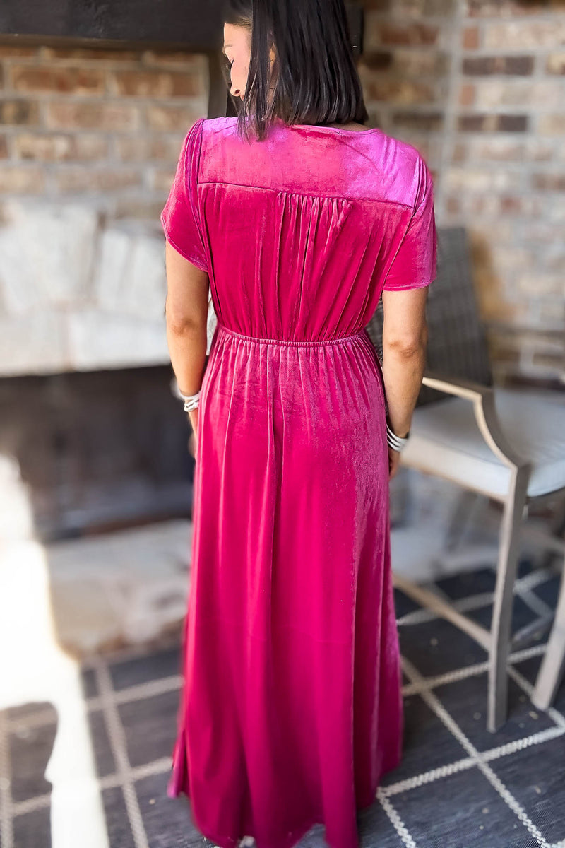 Eesome Velvet Surplice Maxi Dress