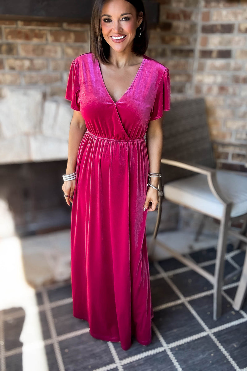 Eesome Velvet Surplice Maxi Dress