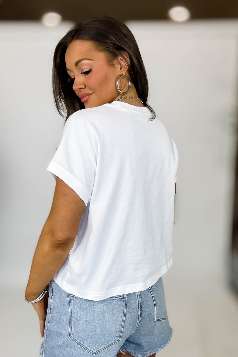 Premium Cotton White Relaxed Crop Tee