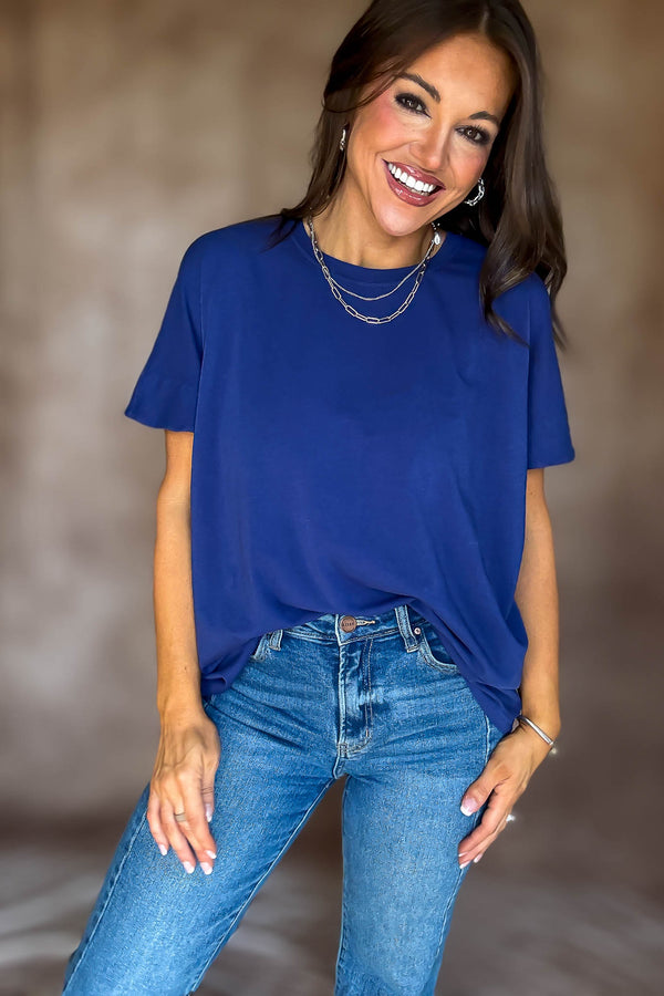 Shoreline Blue Depth Pima Cotton Slouchy Tee