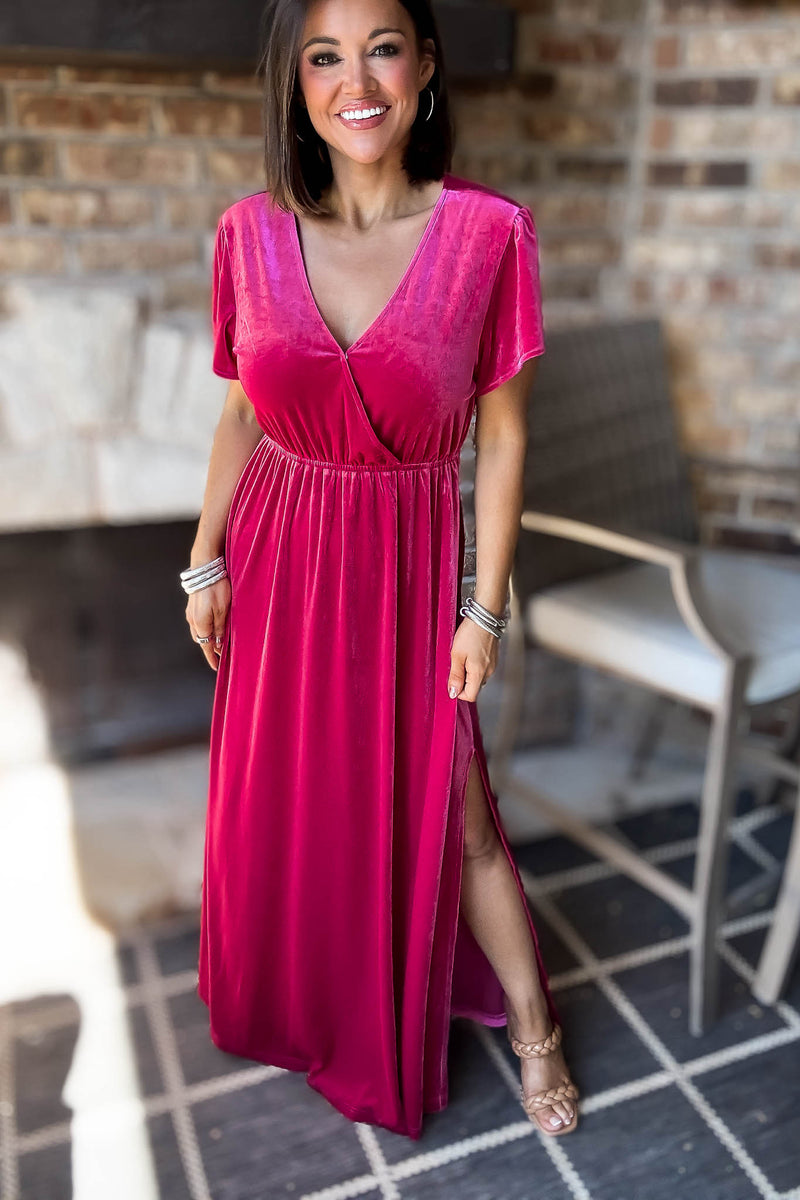Eesome Velvet Surplice Maxi Dress