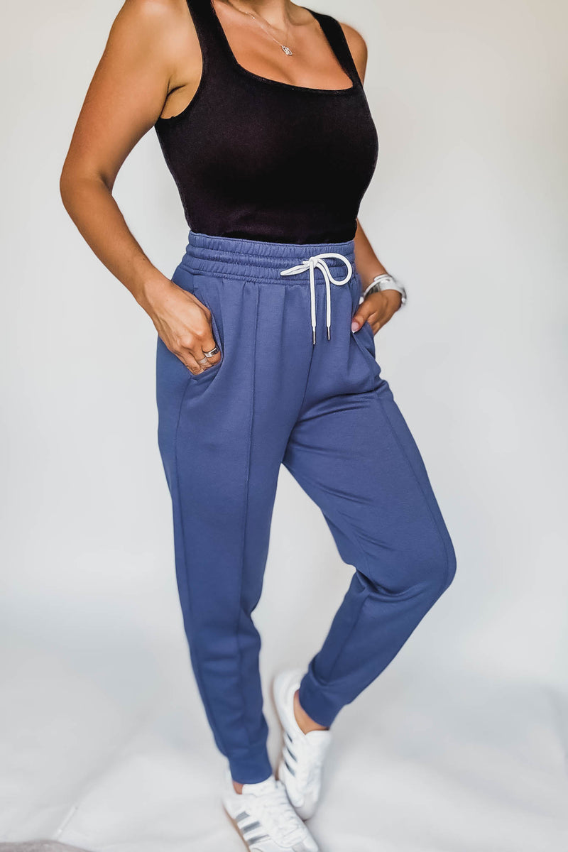 Super Soft Scuba Blue Indigo Sweatpants With Pockets