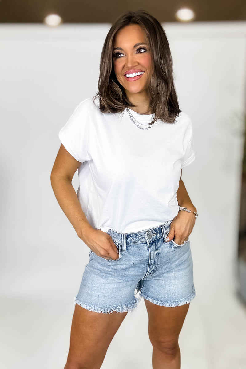 Premium Cotton White Relaxed Crop Tee