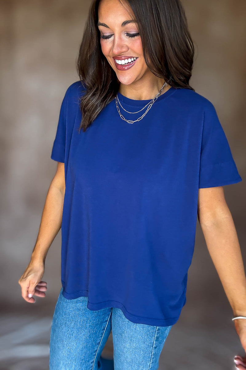 Shoreline Blue Depth Pima Cotton Slouchy Tee