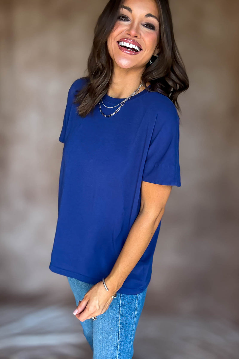 Shoreline Blue Depth Pima Cotton Slouchy Tee