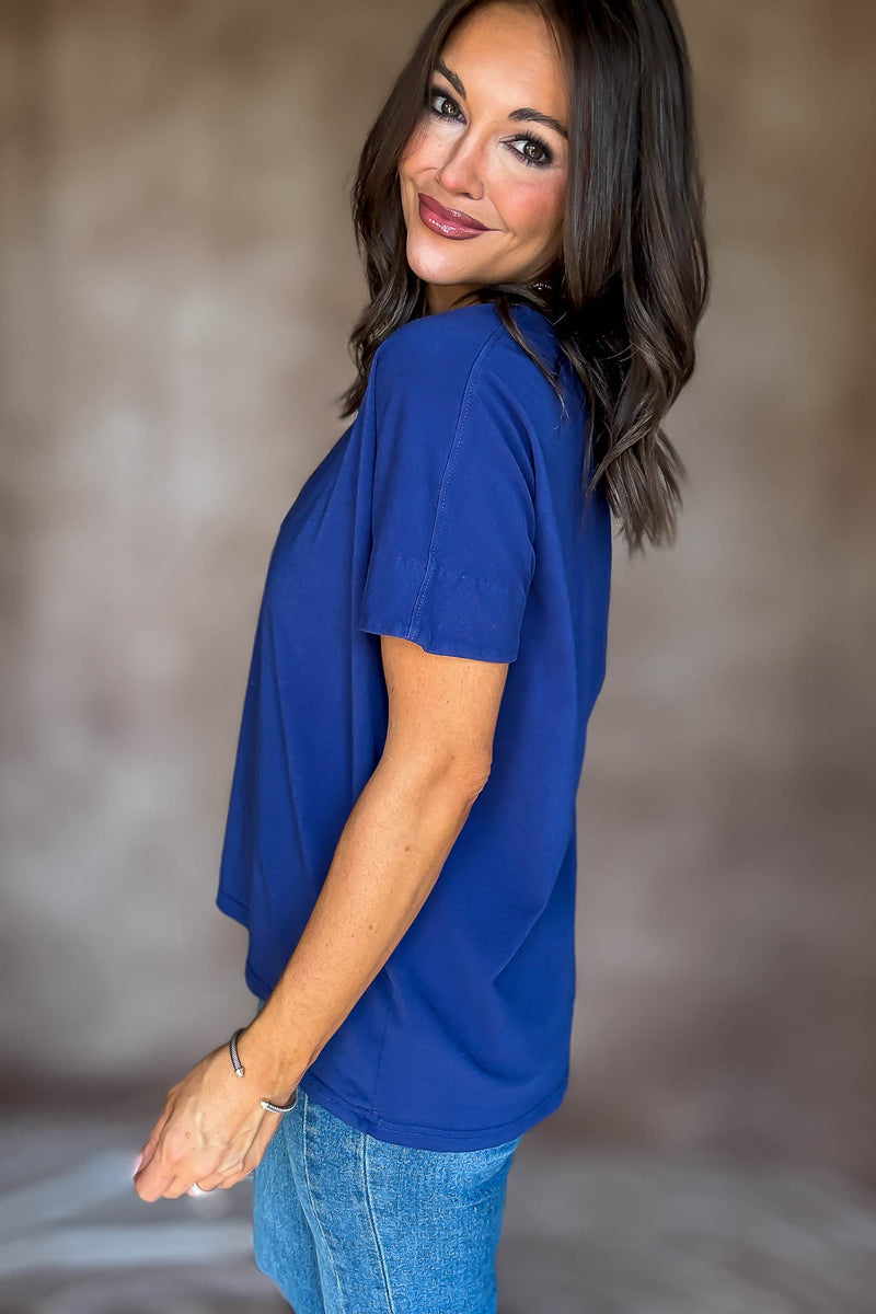 Shoreline Blue Depth Pima Cotton Slouchy Tee