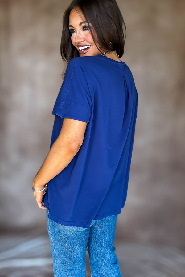 Shoreline Blue Depth Pima Cotton Slouchy Tee
