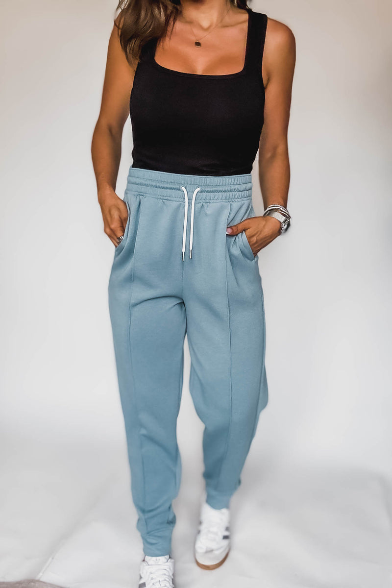 Super Soft Scuba Blue Gray Sweatpants With Pockets