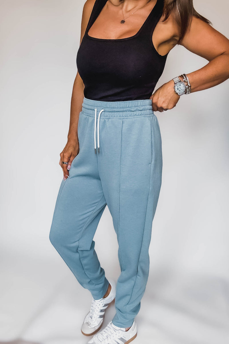 Super Soft Scuba Blue Gray Sweatpants With Pockets