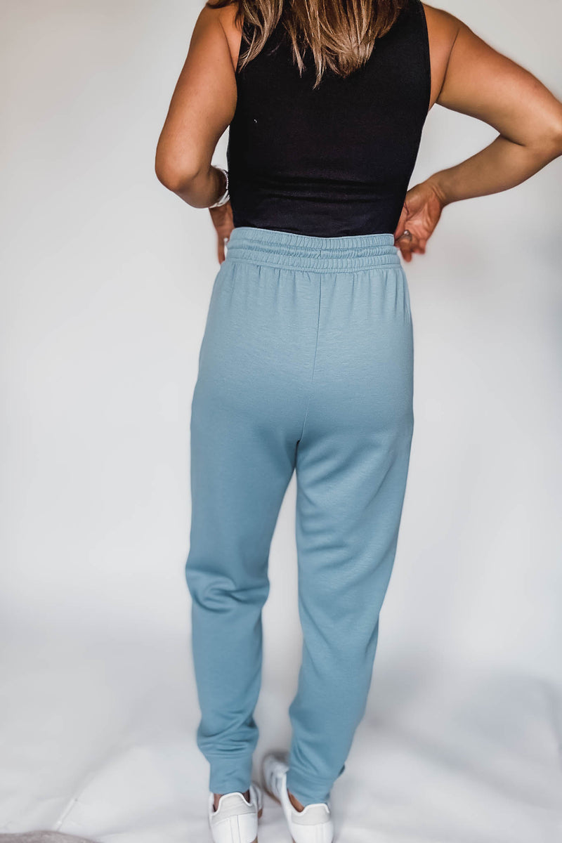 Super Soft Scuba Blue Gray Sweatpants With Pockets