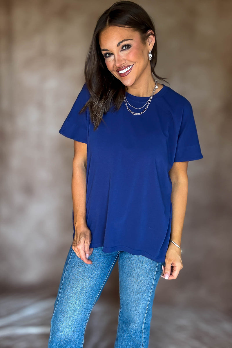 Shoreline Blue Depth Pima Cotton Slouchy Tee