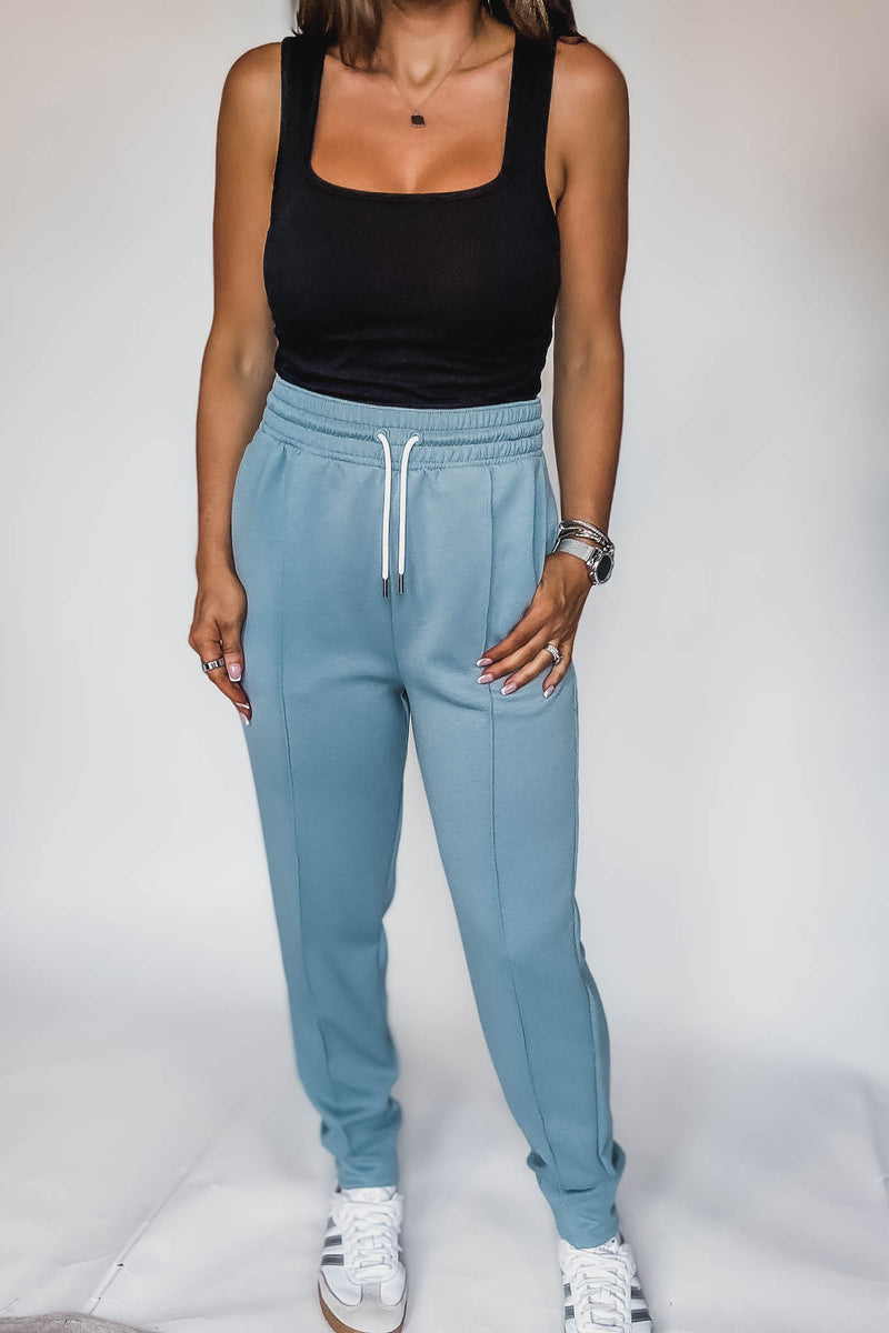 Super Soft Scuba Blue Gray Sweatpants With Pockets