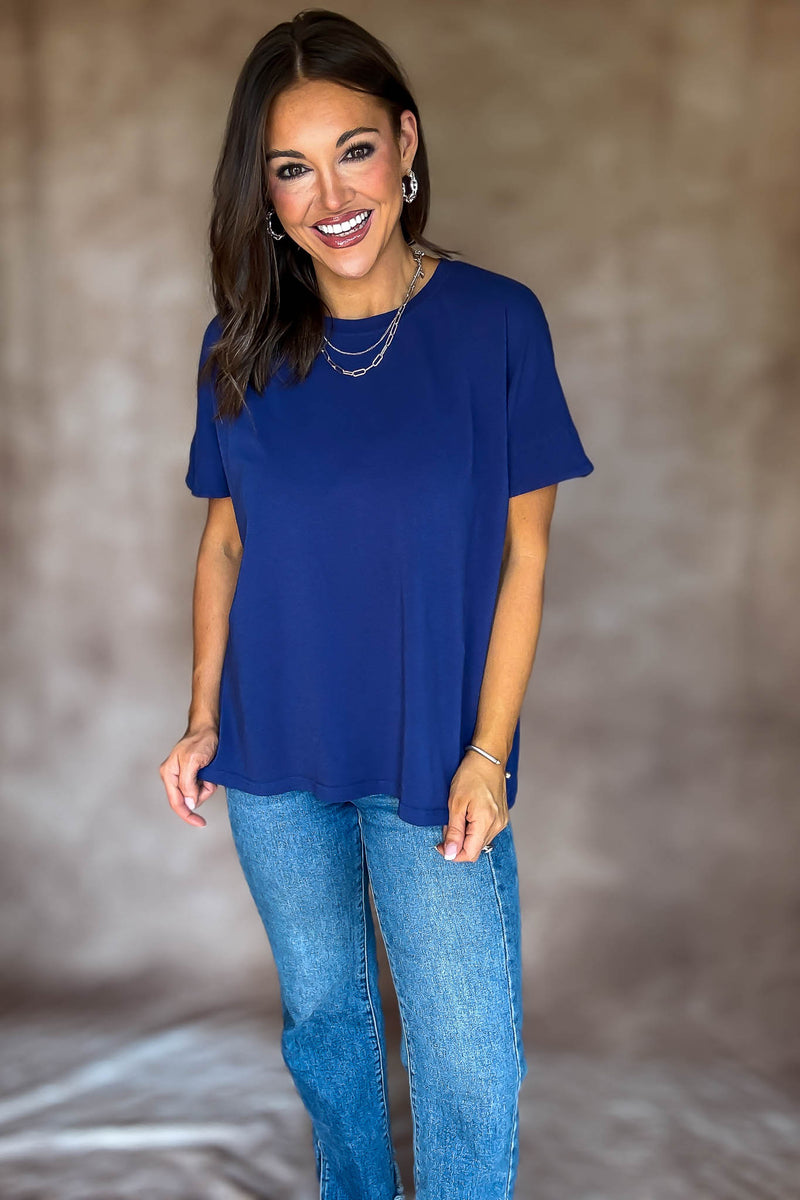 Shoreline Blue Depth Pima Cotton Slouchy Tee
