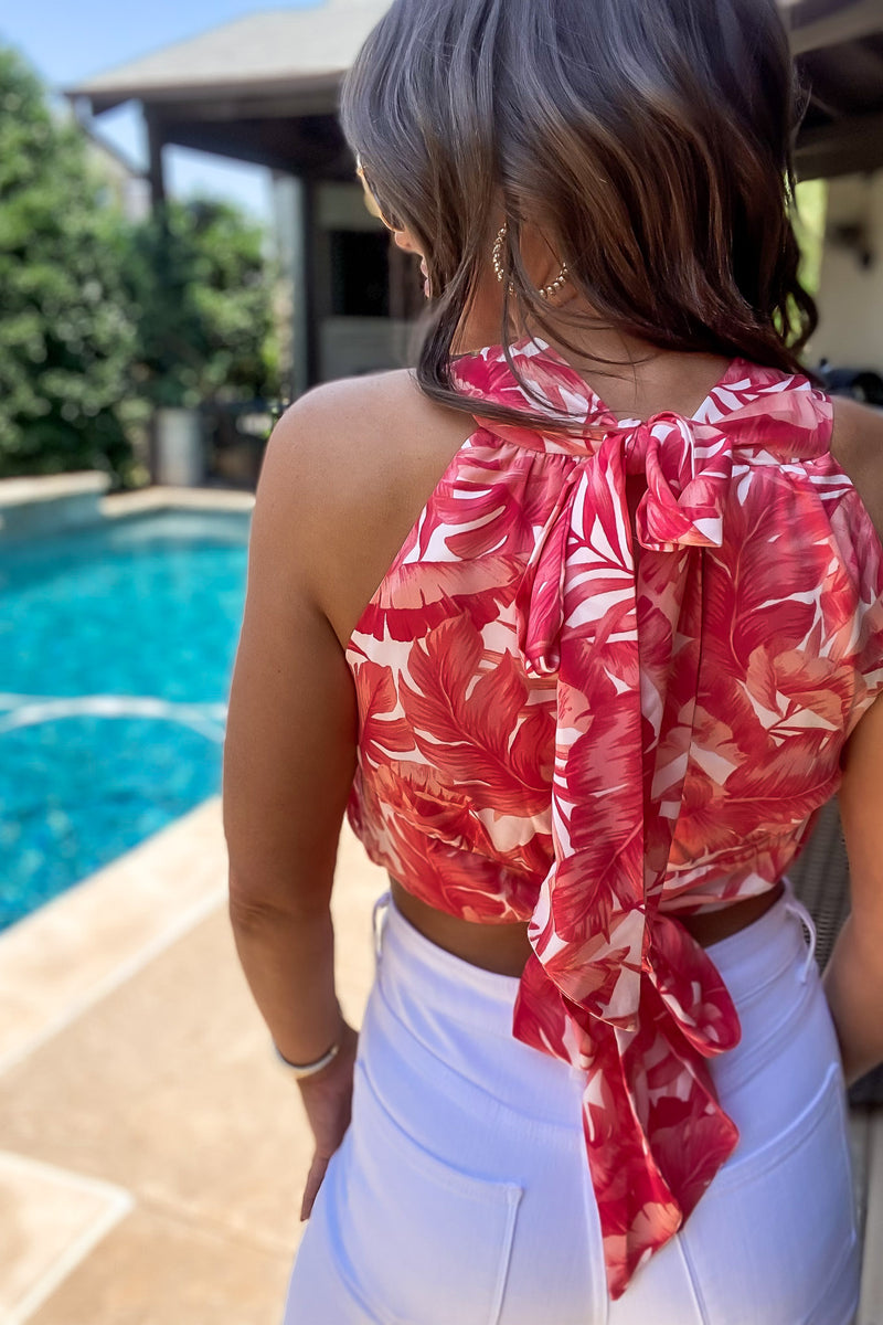 Tropical Floral Tank Tie Top