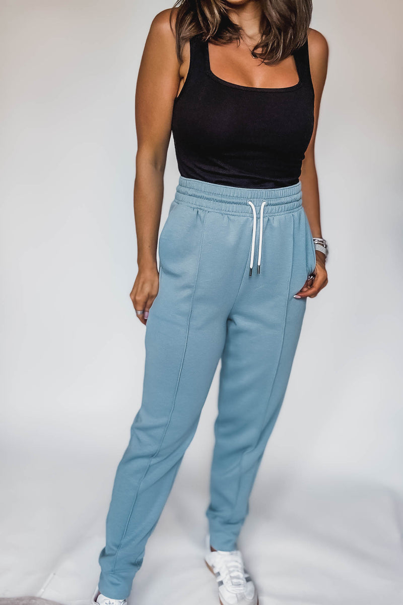 Super Soft Scuba Blue Gray Sweatpants With Pockets