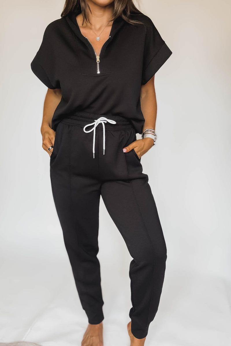 Super Soft Scuba Black Sweatpants With Pockets